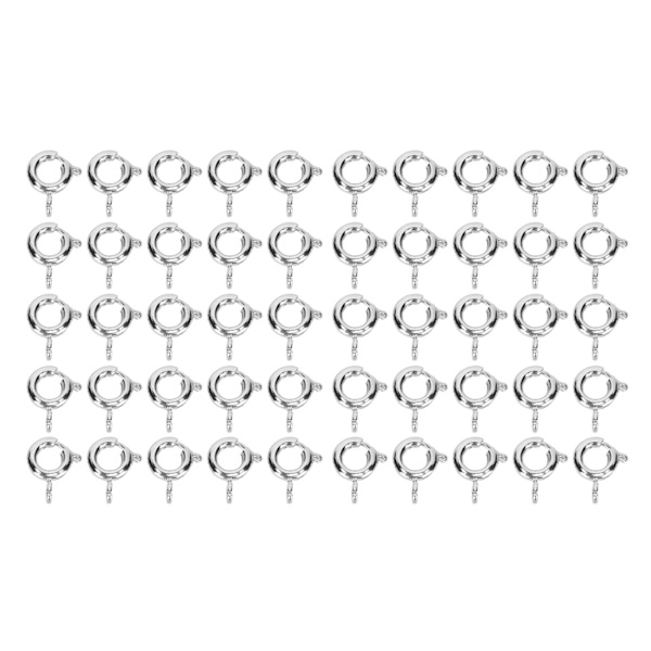 50 stk fjederringespænder 6 mm diameter 1,5 mm hul dekorative kobber runde låse til smykker sølv