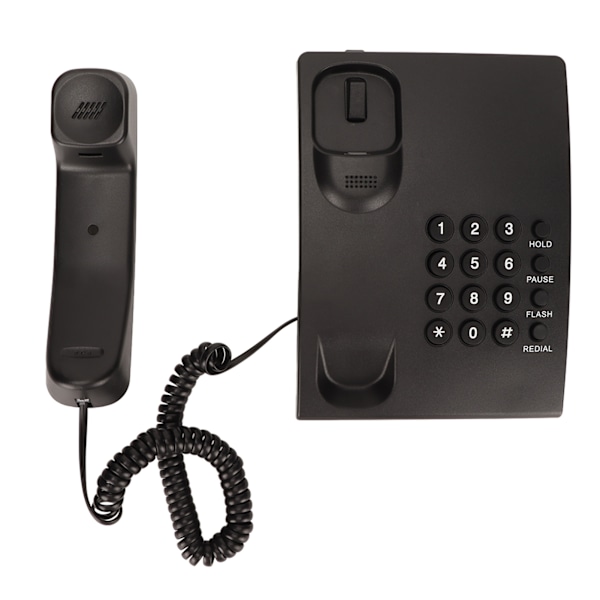 Bordtelefon med ledning for veggmontering, fasttelefon for hjemmekontor, håndfri, dempingsfunksjon, oppringing av siste nummer, P T-modus