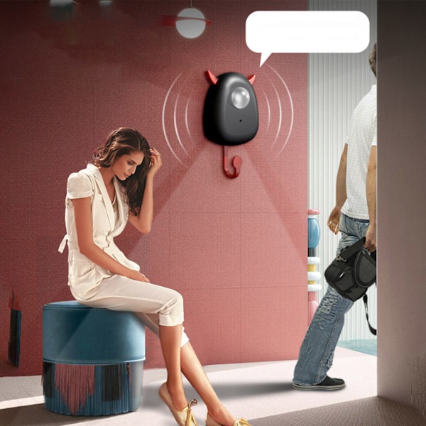 Exit Voice Broadcast Reminder Go Out Human Body Infrared Induction Cute Smart Electronics Black