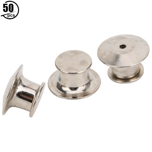 50 st Brosch Pin Ryggar Väska Låsande Fäst Platt Hatt Namnlappar Bok Pin Keeper 7 x 10mmNickel