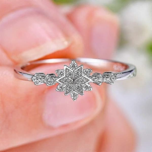 Blomma Snöflinga Ring för Kvinnor Silver Silver 9