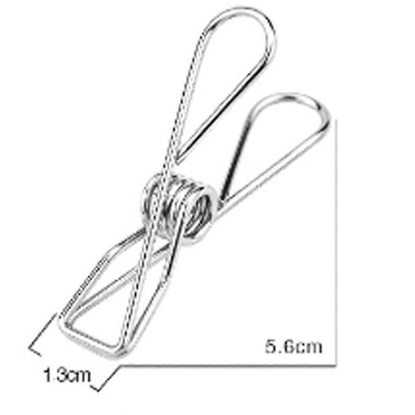 20 pakker rustfri stål tøjklemmer til sokker og tøj, 5,6*1,3 cm