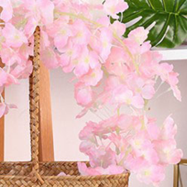 1,8 m 256 Simulerade Konstgjorda Sakura Blomgirlang Hängande Rankor för Vår Hemrum Bröllopsfest Dekor Ljusrosa
