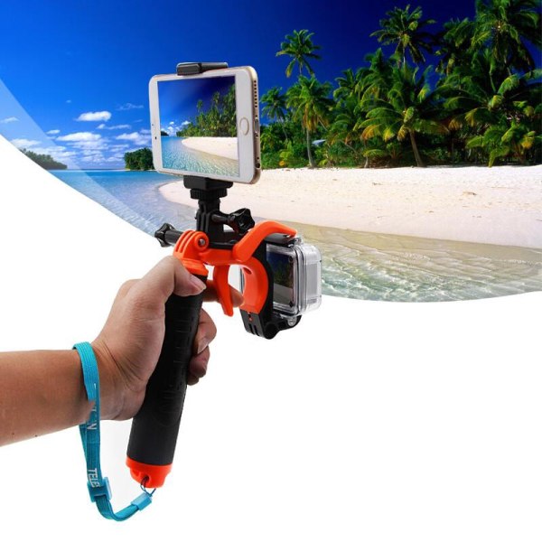 Kelluva kahva, kelluva sauva, vedenpitävä kahva, urheilukameratarvike uimiseen ja sukellukseen, yhteensopiva kaikkien GoPro- ja useimpien toimintakameroiden kanssa