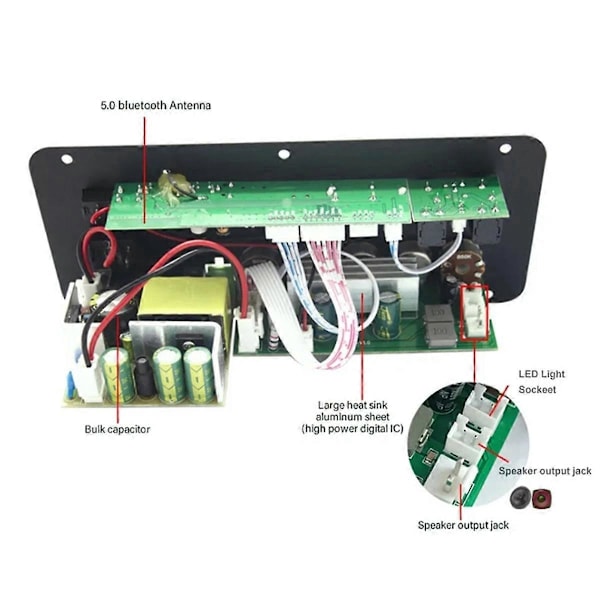 Audio 300W Forsterkerkort D300 Subwoofer Dobbel Mikrofon EU Plugg