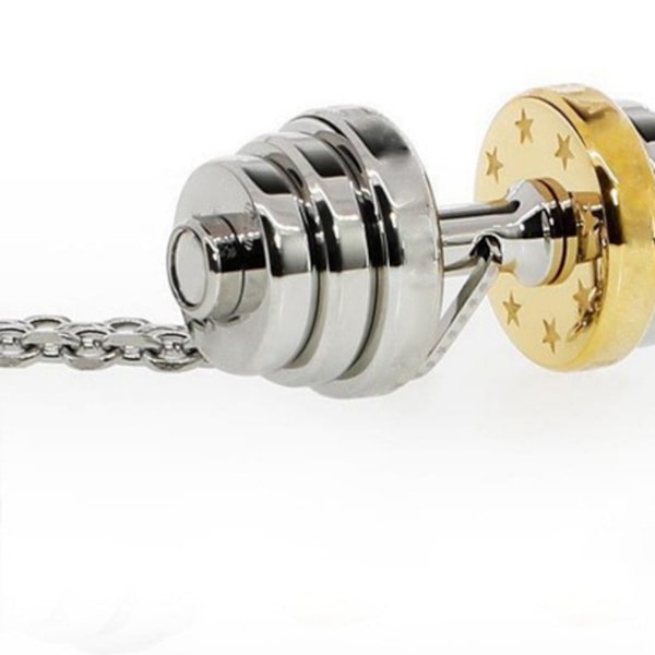 Hantel Halsband Rostfritt Stål Silver Färg Utsökt Hip Hop Stil Skivstång Hänge Halsband för Män Kvinnor