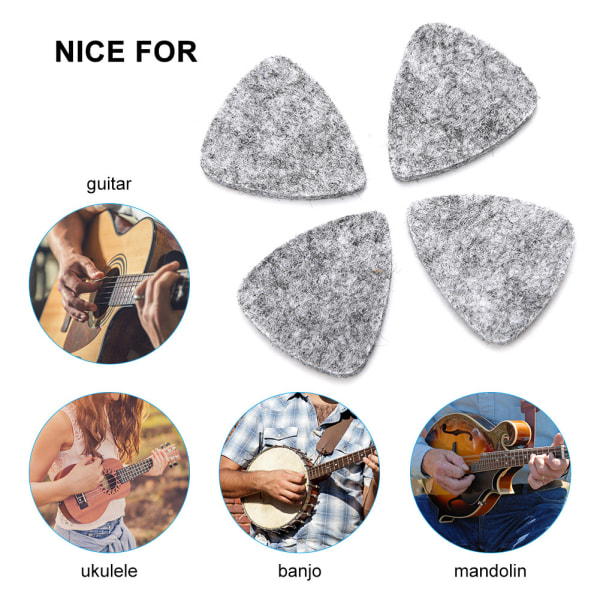 10 kpl korkealaatuisia villahuopahakuja 3 mm kitara-ukulelelle (harmaa)