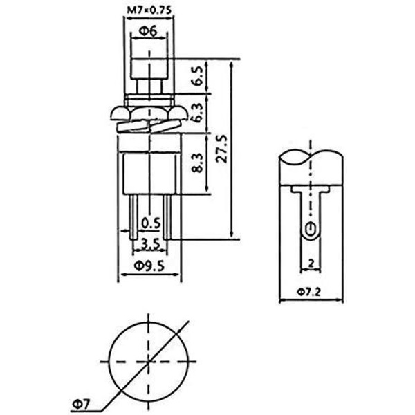 Mini-hetkellinen painonappikytkimen esisoidotetuilla 20AWG-johdoilla - SPST 2-nastainen päälle/pois-torvikytkin autoon, tietokoneeseen, pöytälamppuun (10 kpl)