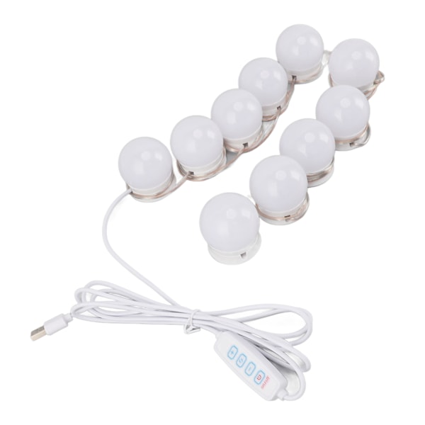 LED-speilbelysning med 10 dimbare pærer USB justerbar farge og lysstyrke speilbelysning for sminke sminkerom bad