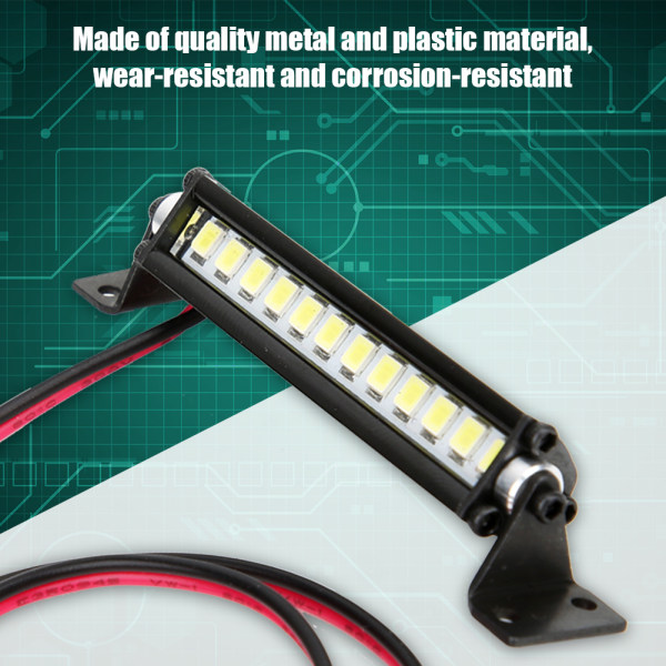 RC biltilbehør Mini 12 LED Light Bar Taklampe Passer for TRX-4 Scx10 1/10 4WD Crawler Black