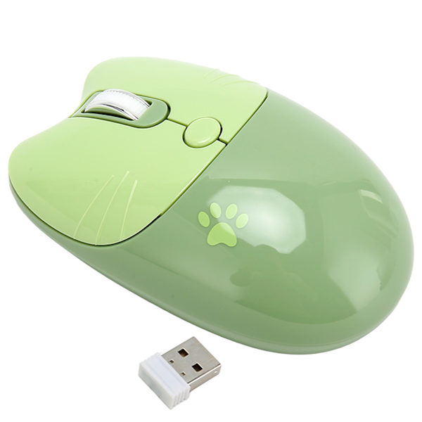 Trådløs mus BT5.1 eller 2,4 GHz Silent Click Justerbar DPI Auto Sleep Office Mouse for Girl Working Family School Cafe Green