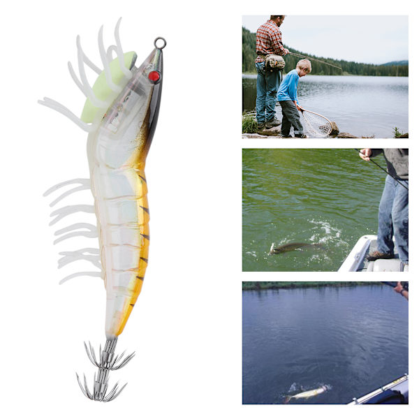3,5 g lysande bläckfisk Jigs konstgjorda räkor fiskedrag med 2-lagers krokar Fiskredskap Tillbehör001#