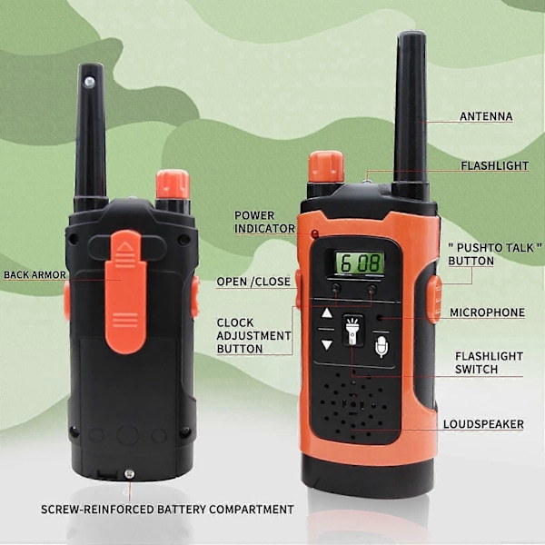 Walkie-talkie Barn Walkie-talkie för flickor och pojkar i åldern 3-12, 4,8 km lång räckvidd 22-kanals walkie-