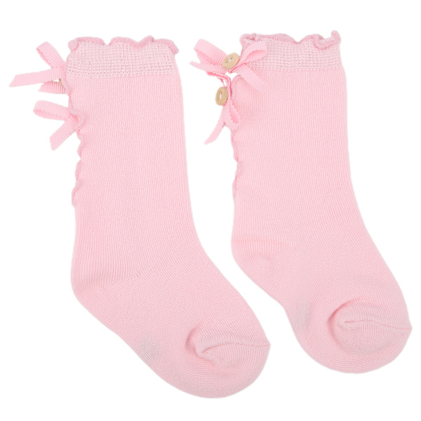 Baby Girls Princess Bowknot Bomullsokker Spedbarn Småbarns Myke Sokker for 0-1 År Gamle Barn Rosa