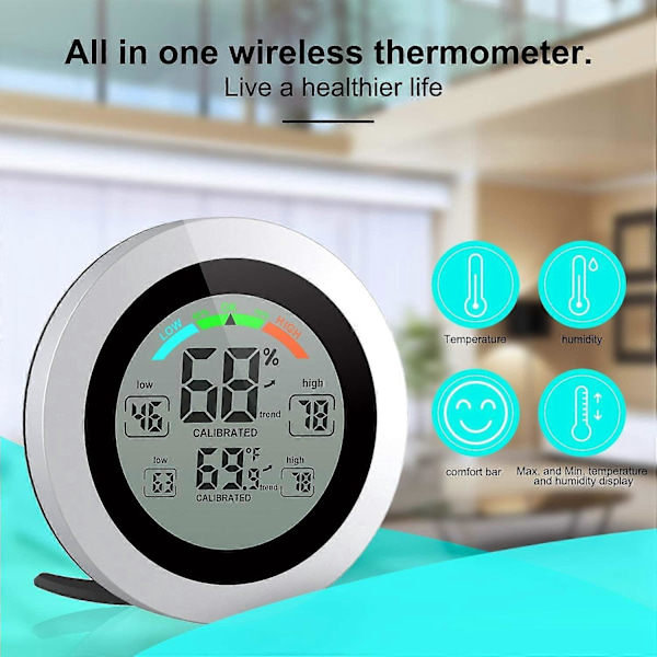 Indendørs Termometer Fugtighedsmåler Digital Hygrometer Rumtemperatur Monitor med Min og Max