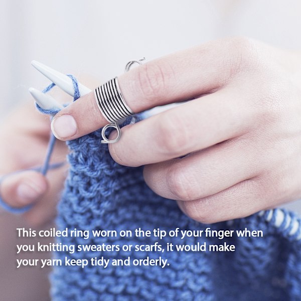 1 Stk Rustfrit Stål Finger Fingerbøl Garn Strikkeguide Ring Håndværk Syværktøj