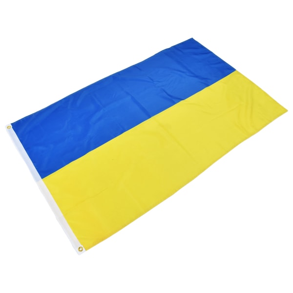 Ukrainan lippu Polyesteripongee Vivid Color UV-haalistumaton digitaalinen tulostus Ukrainan lippu