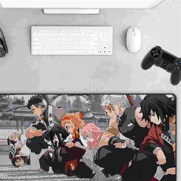 Musemåtte i gummi med anime-tegneseriemotiver, skridsikker, vandtæt spillemusemåtte, computerbordmåtte 90x40cm(35x16in)