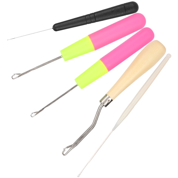 5 st/set spärrhake verktyg böjd tunga virknål kit DIY tillbehör för stickning