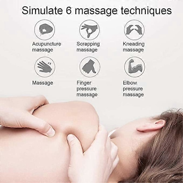 Elektrisk nakkemassageapparat (genopladelig version) med 6 tilstande og 6 niveauer af massageintensitet, egnet til skuldre, nakke, hænder, talje og ben