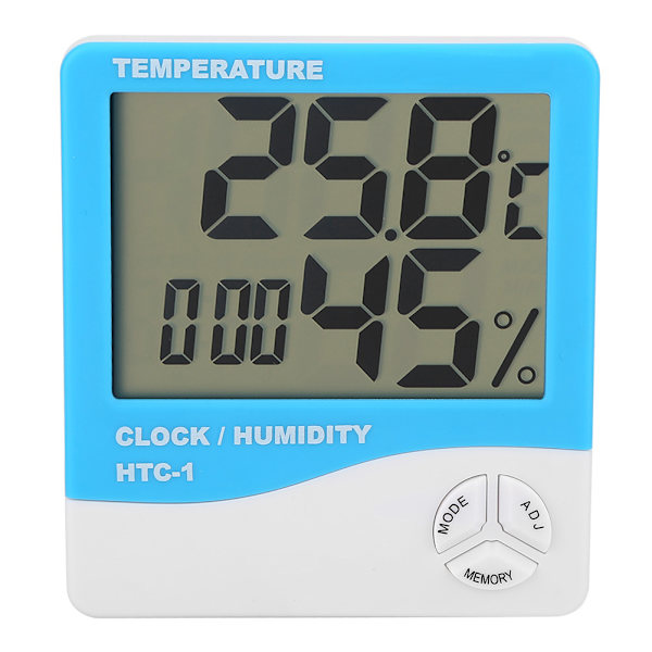 ANENG HTC-1 LCD Digital termometer Hygrometer Inomhustemperatur Fuktighetsmätare Klocka Blå