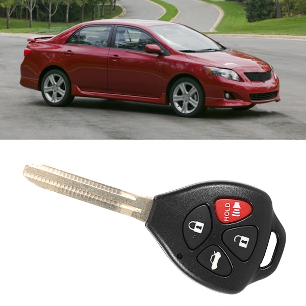 4 knappars bilfjärrkontroll nyckelersättning svart passar för Toyota Corolla 08-10