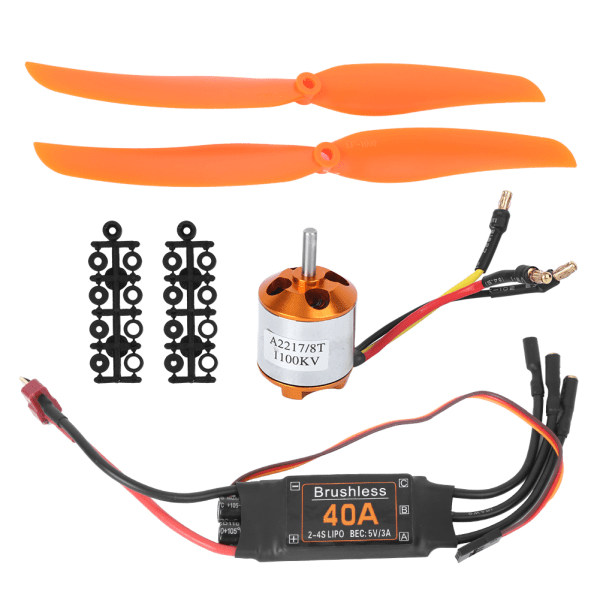 A2217 1100KV børsteløs motor 40A ESC SG90 9G Micro Servo 1060 Propell for RC Plane (1100KV Motor 40A ESC 9G Servo 1060 Propell)