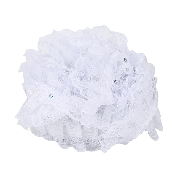 5 meter flerfärgad 45 mm prickar plisserad trim mesh spetsband sy paljetter broderad DIY hantverk (vit)