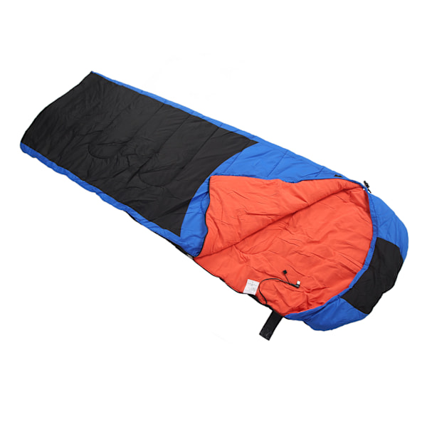 Uppvärmd sovsäck USB-strömförsörjning Camping uppvärmd sovsäck för backpacking vandring resor kuvert stil blå orange