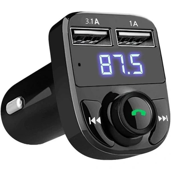 FM bilmottaker X8 med Bluetooth for musikkstreaming og håndfri svart