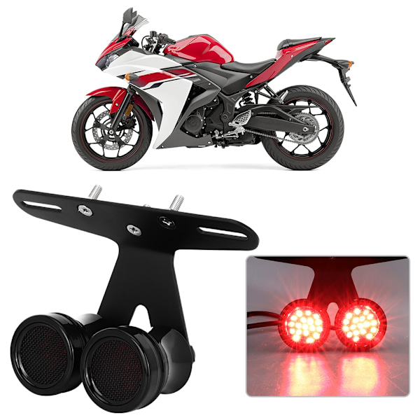 Universal Motorcykel Modifikation Sort 2 Hoved LED Brems Baglygte Hale Signal Lys Lampe
