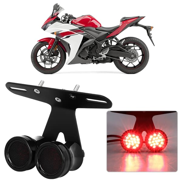 Universal Motorcykel Modifikation Sort 2 Hoved LED Bremse Baglygte Baglygte Blinklys Lampe