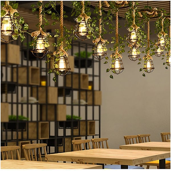 Retro E27 hamparep hängande ljuskrona med 100 cm kabel för café, restaurang, bar och trappa - glödlampa ingår inte
