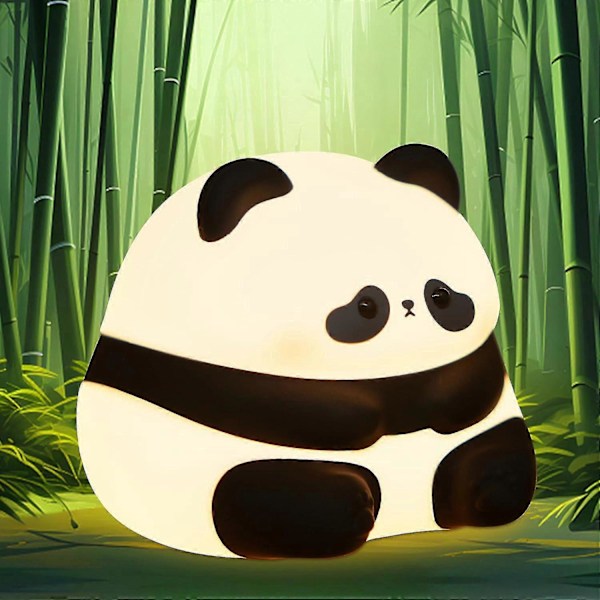 Panda Present till Flickor Pojkar, Panda Nattlampa för Barnrum, Söt Tecknad Pekkontroll Silikon Baby Sänglampa, USB Uppladdningsbar -CHSZ
