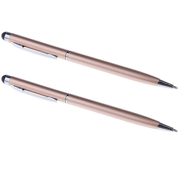 2 x Kapacitiv Pen Pekskärm Stylus Penna för Pad Telefon Laptop guld