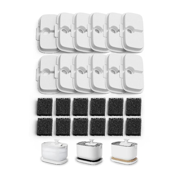 12-pack Ersättningsfilter för Dockstream Trådlös Vattenfontän Plwf005/plwf115/wf105, Husdjursfontän-B7