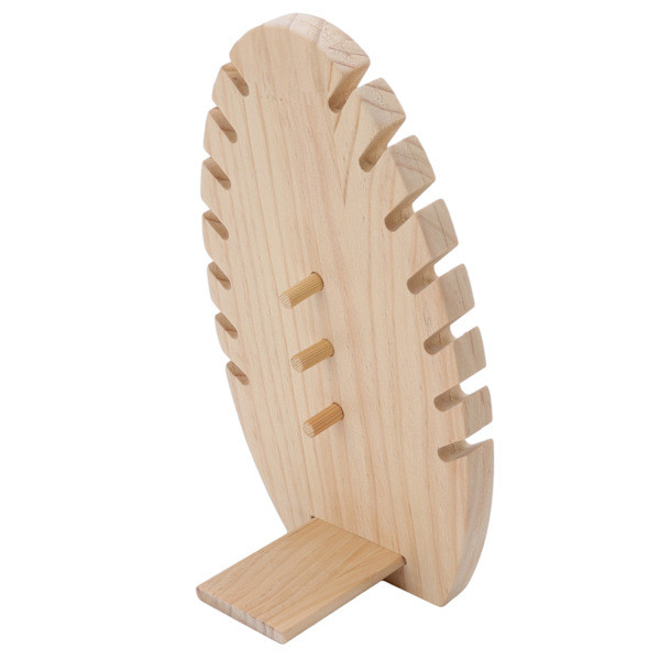 Smycken Display Stand Fristående trä Handgjorda Flame Löv Form Halsband Hängare Skrivbord Smyckesställ