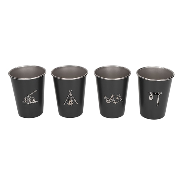 4 stk. 350 ml 304 rustfrit stål vandkop kaffe krus flaske til grill øl rejse udendørs sort