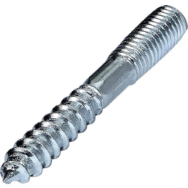 10-pack 10x80 mm dubbelgängad skruvbult för metall/trä med eller utan plugg, förzinkat stål Silverfärg