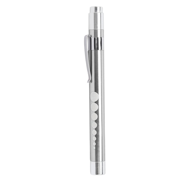 LED Penlight White Lighting Konkavt Hode Aluminiumslegering Medisinsk Pen Light for Throat Silver