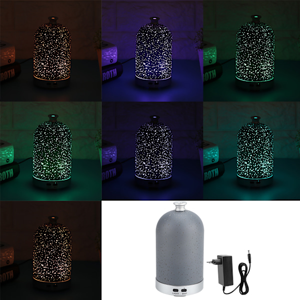 100 ml 3D glas ultralyd aromaterapi aroma diffuser luftfugter LED natlys luftfugter 110-240V EU-stik