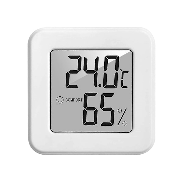 (Hvid) Mini LCD Indendørs Termometer Hygrometer, Bærbar Høj Præcision Digital Temperatur Fugtighed, Termo Hygrometer Komfortniveauindikator 1 STK