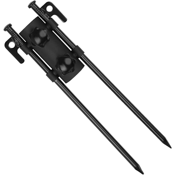 Markise Stangbeslag Markisestang, Teltstang - med 2 stk. 30 cm søm, Stærke Stabile Teltpløkker, Sort, 30*6 cm