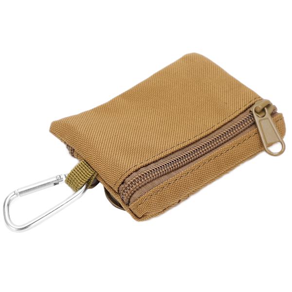 Utomhus EDC Molle-ficka Plånbok Mini Bärbar Nyckelkortfodral EDC-ficka Väska Myntväska med Karabinhake Tan