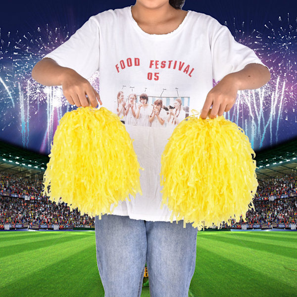 1 par cheerleader aerobic pompoms for dansefest skoleidrettskonkurranse (gul)