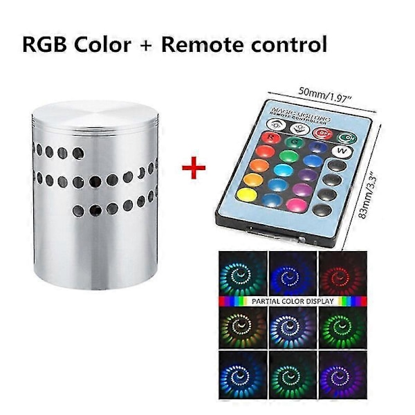 RGB LED Væglampe 16 Farver 360 Graders Spiral Effekt Lys Med Fjernbetjening - GSL A07