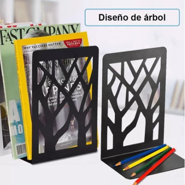 2 paria Tree Design Kirjan pää, rautainen retromusta koristeellinen kulutusta kestävä kirjatulppa kouluun