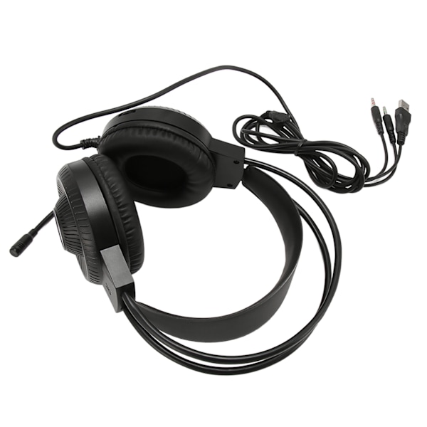 RGB-kabelanslutet spelheadset med mikrofon 3,5 mm-kontakt Deep Bass Surround-spelhörlurar för datorbärbar dator