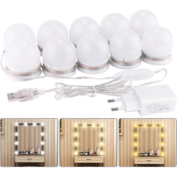 Dww-Lumire de Miroir, 20 Ampuller Hollywood Kit med LED Dimbar Lampa för Sminkspegel Badrum 3 Färger 10 Ljusstyrkenivåer av