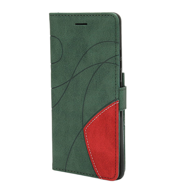 PU-läder Flip Wallet Telefonfodral 2 Färger Spliced Stötsäker Telefon Skyddande Fodral Cover för Samsung S21 Ultra Grön